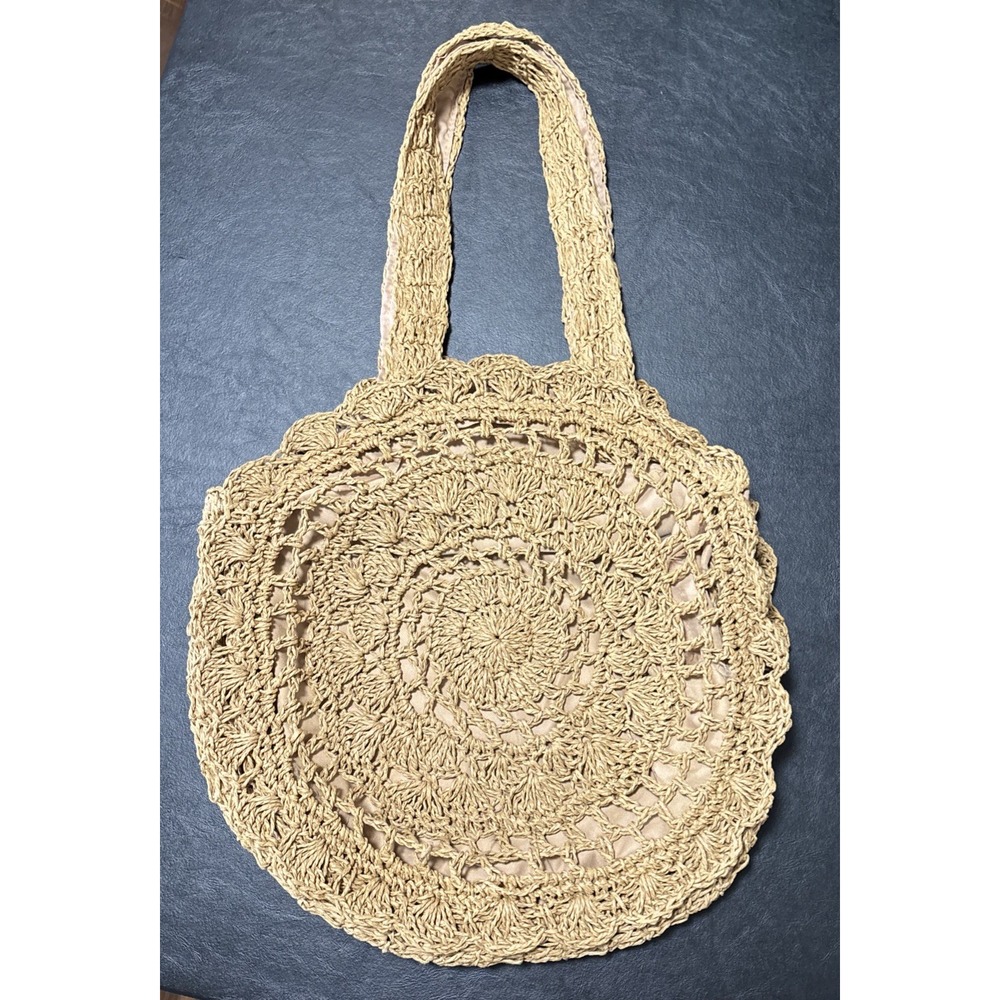 Women's Beige Woven Straw Shoulder Bag Hippie Festival Renaissance Fairy Y2K